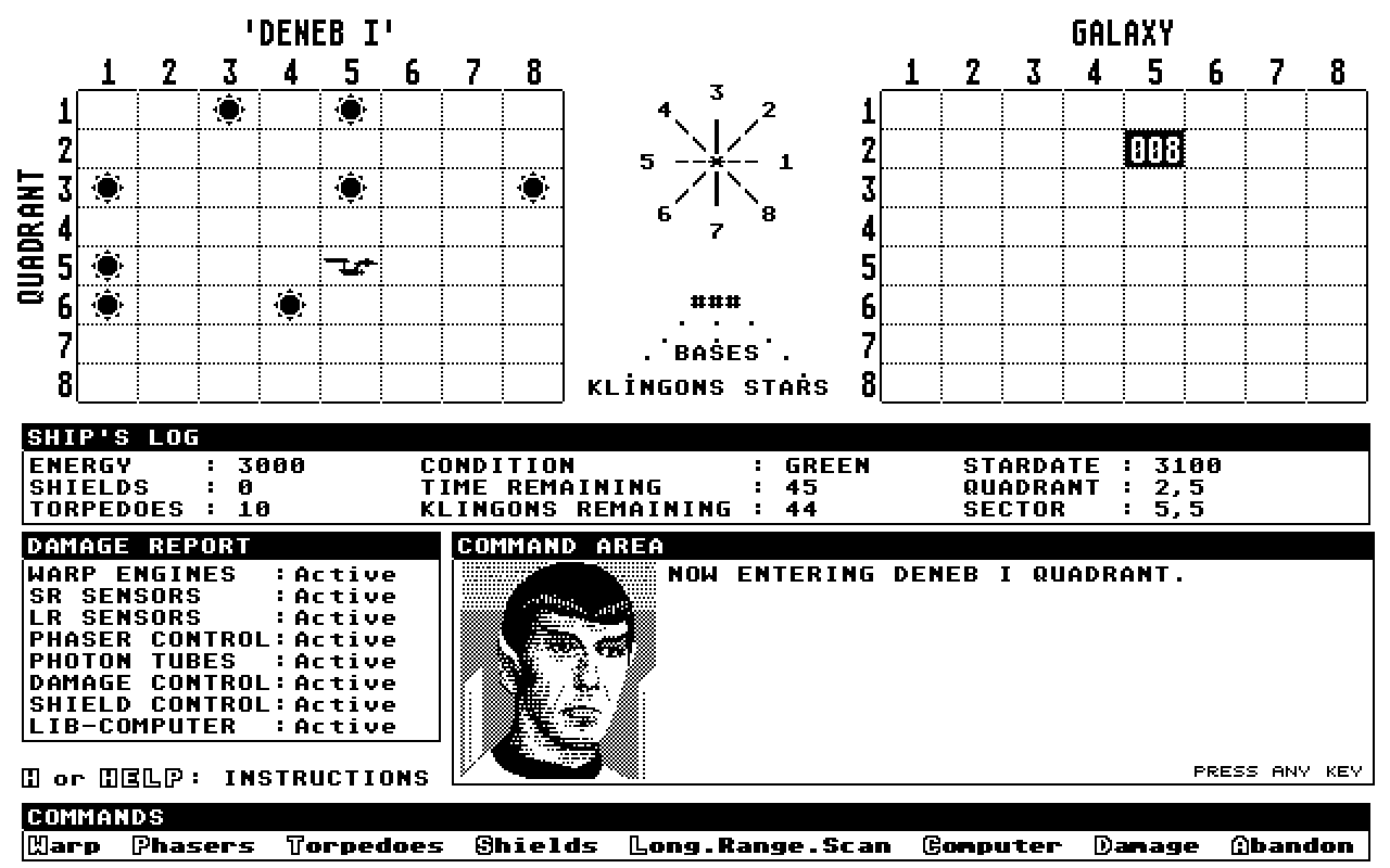Super Star Trek atari screenshot